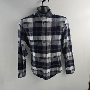 Express Men's Flannel Shirt Plaid Button Down Long Sleeve Blue Gray S 4356
